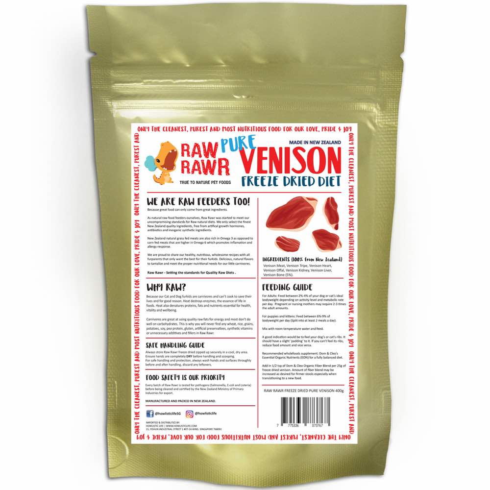 Raw Rawr Venison Freeze Dried Pure Diet Cat & Dog Food 400g