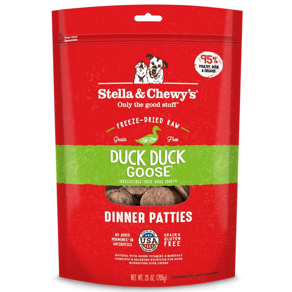 Stella & Chewy??s Duck Duck Goose Dinner Patties Grain-Free Freeze-Dried Raw Dog Food