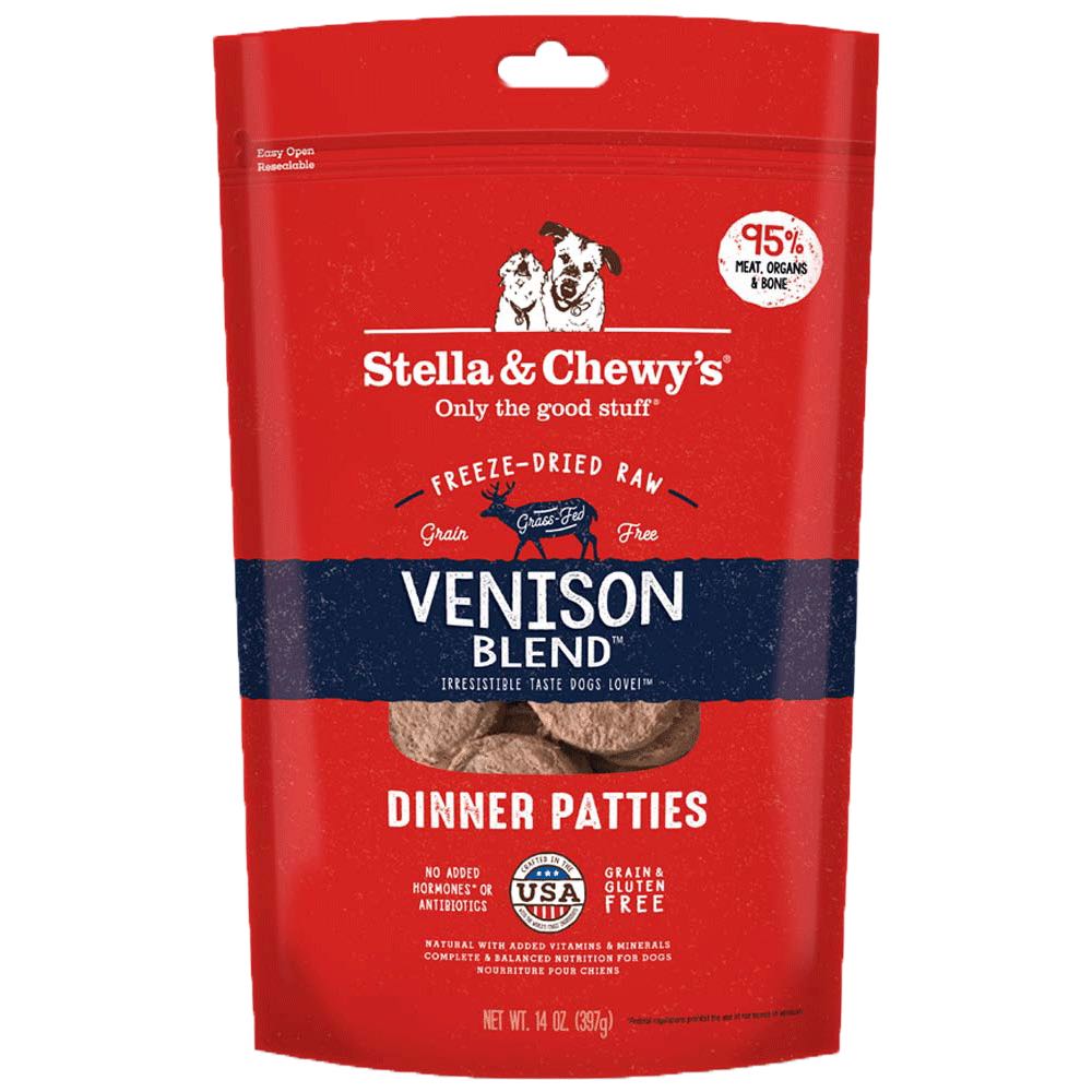 Stella & Chewy??s Venison Blend Dinner Patties Grain-Free Freeze-Dried Raw Dog Food 14oz