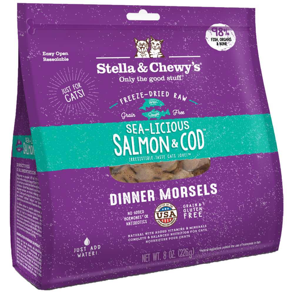 Stella & Chewy??s Sea-licious Salmon & Cod Dinner Morsels Freeze-Dried Cat Food 8oz - Kohepets